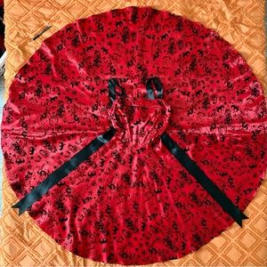 Hell Bunny flocked satin dress with full circle skirt